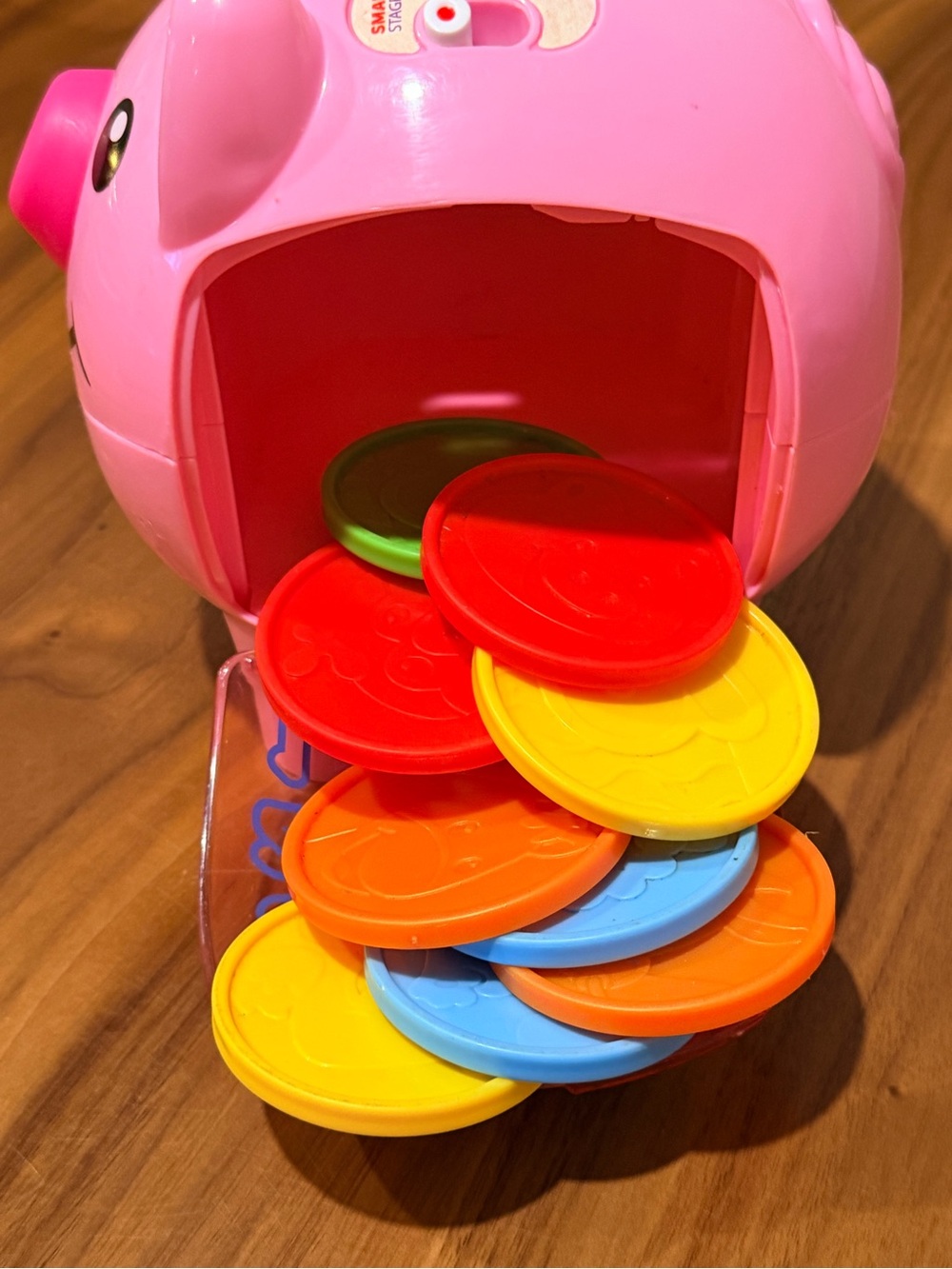 Fisher-Price Pink Coin Counter Piggy with Red, Yellow, Orange, Blue, Green Coins